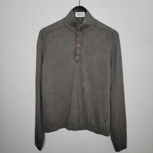 Banana Republic Mens Cotton Cashmere‎ Mock Neck Button Sweater Size M Gray